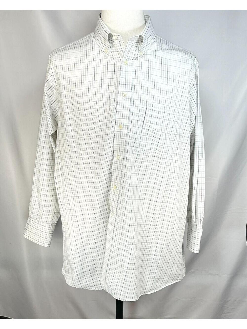 Tom James Executive Collection Checked Oxford White Mens XL